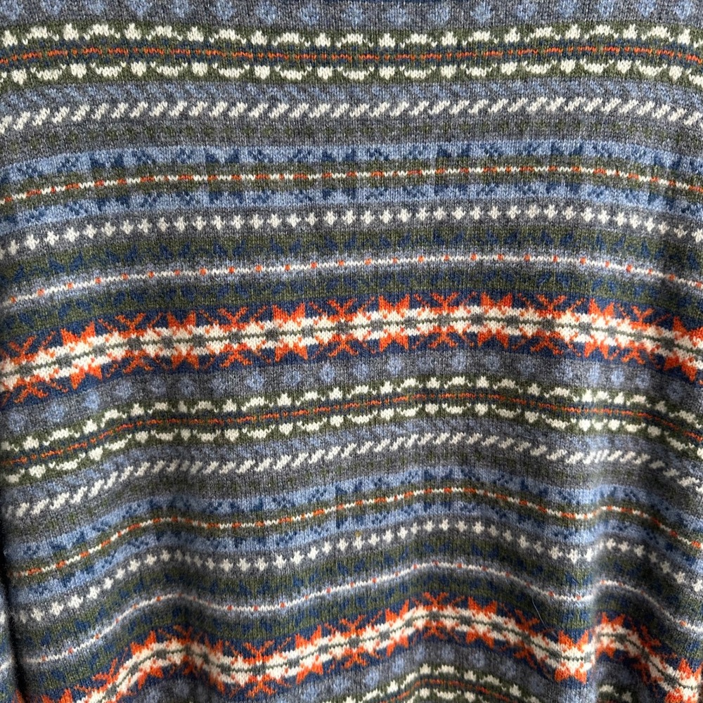J.Crew Lambswool Blend Fair Isle Crewneck Sweater Mens L Heritage Nordic Cabin - Picture 11 of 11